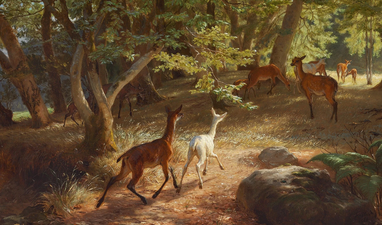 Foresta con cervi - 1880